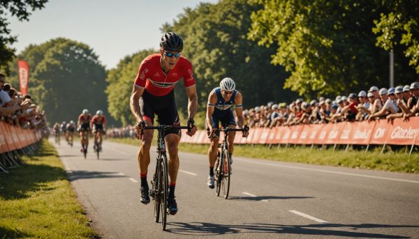Encourager les coureurs au bord de la route lors d un triathlon pro